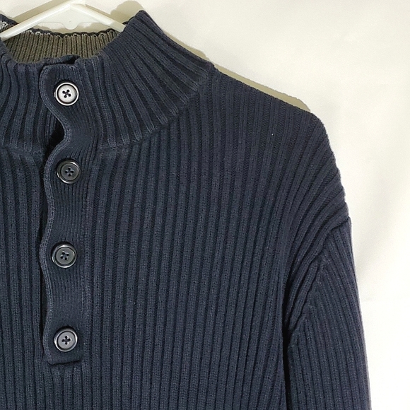 Grayson & Dunn Dark Navy Blue 100% Cotton Ribbed Knit Long Sleeve Sweater - L - Picture 4 of 14